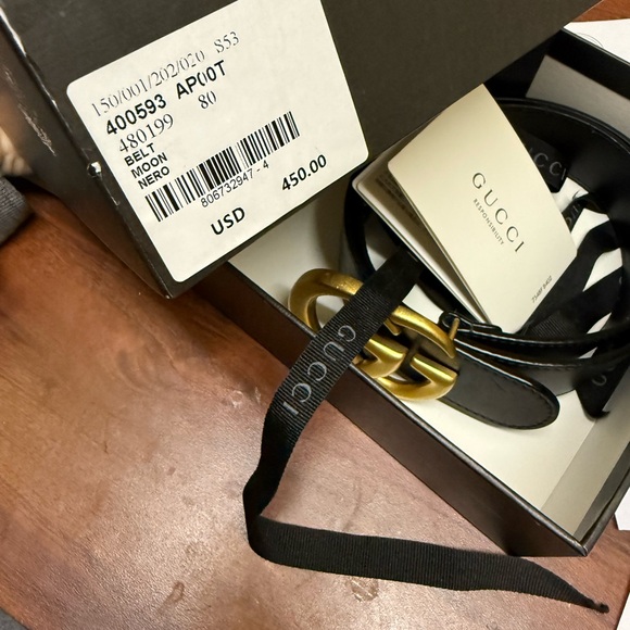 Gucci Black Belt with Gold GG Buckle
